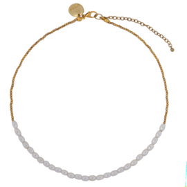Happy Beads Necklace- Gold & Pearls