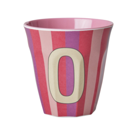 Rice - Melamine alfabet beker – Meerkleurig roze strepen