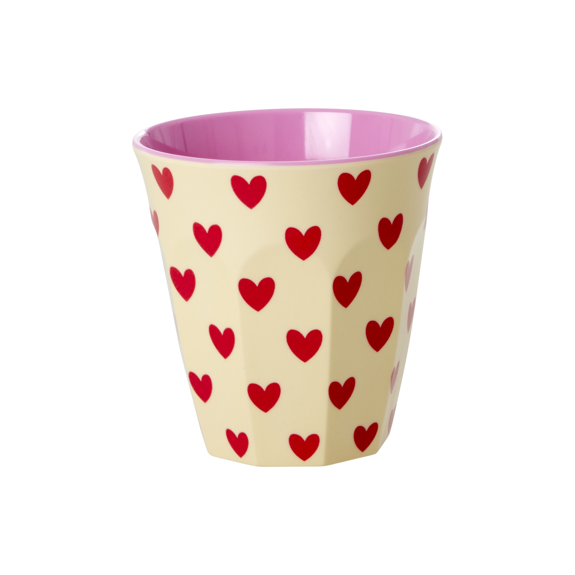 Rice-Medium Cup - Soft Pink - Sweet Hearts Print