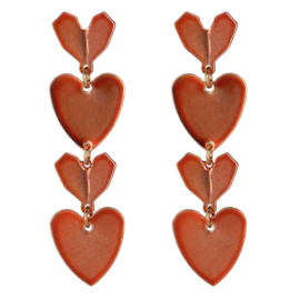 BULU - Hearts Orange Earrings