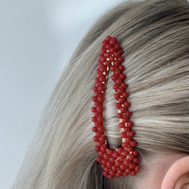 Hairclip - "PEARLS" - Red