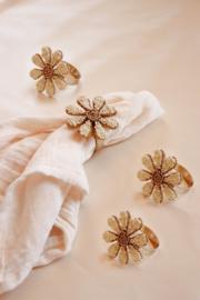 Beaded Daisy napkin ring set (4)