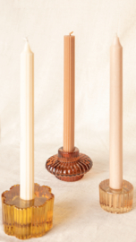 Ribbed candle holder - blush