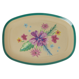 Rice -  Melamine Groot Rechthoekig Dinerbord -  Arda bloom print