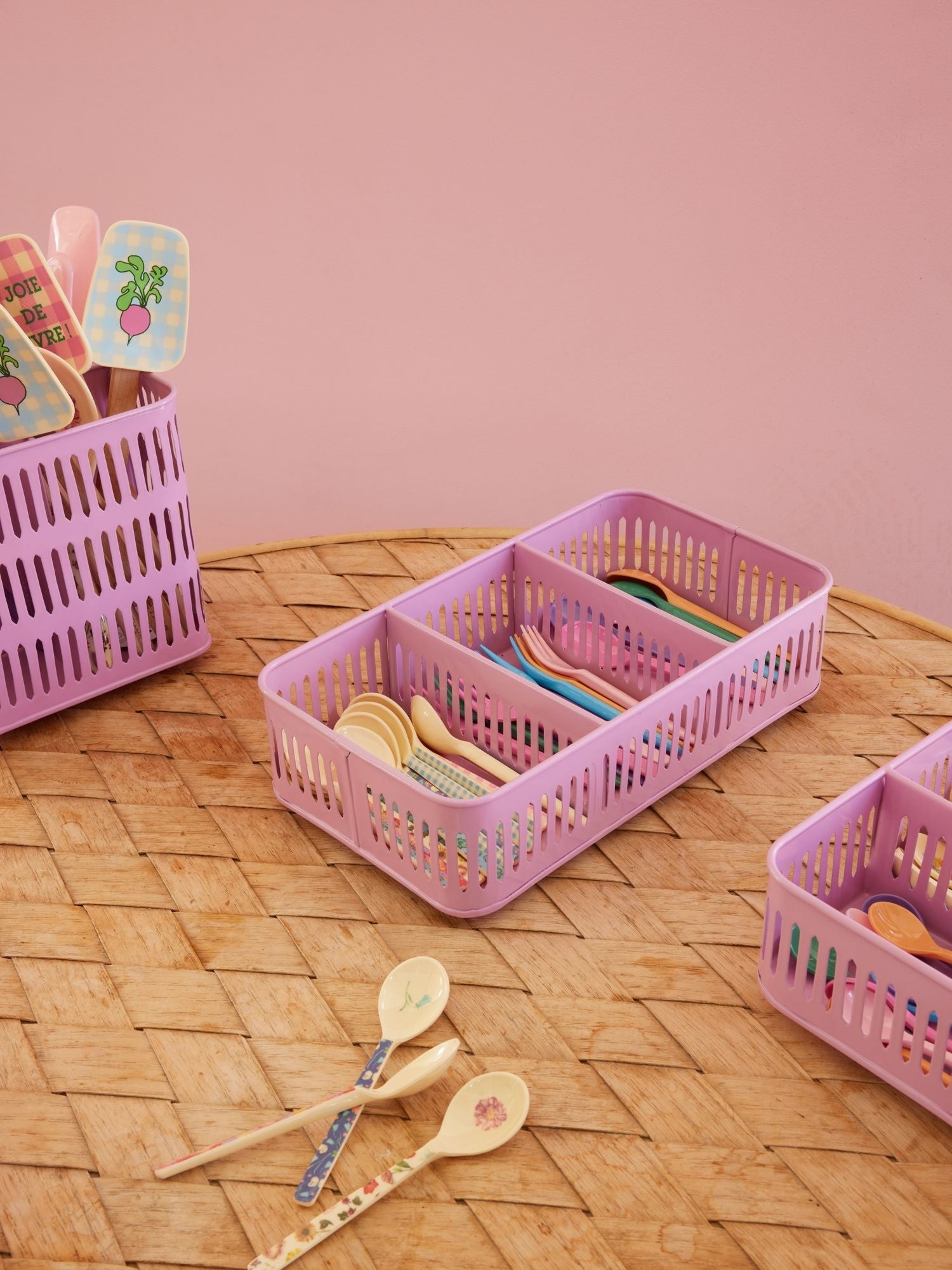 Rice- Small Rectangular Metal Tray - Pink