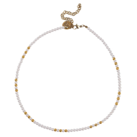 Happy Beads Necklace - White & Gold