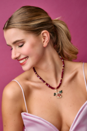 The Lola Necklace- burgundy/ecru