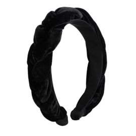 Velvet braided headband- Black