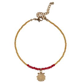 Anklet Shell - Gold & Coral
