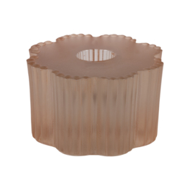 Frosted ribbed flower candle holder - blush