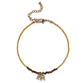 Anklet Elephant - Gold & Brown