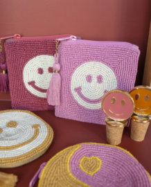 All The Luck In The World- Vierkante Portemonnee Smiley Roze