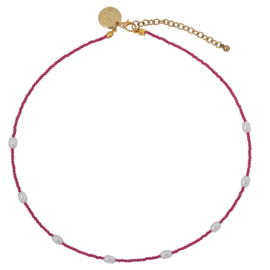 Happy Beads Necklace- Pink & Pearls