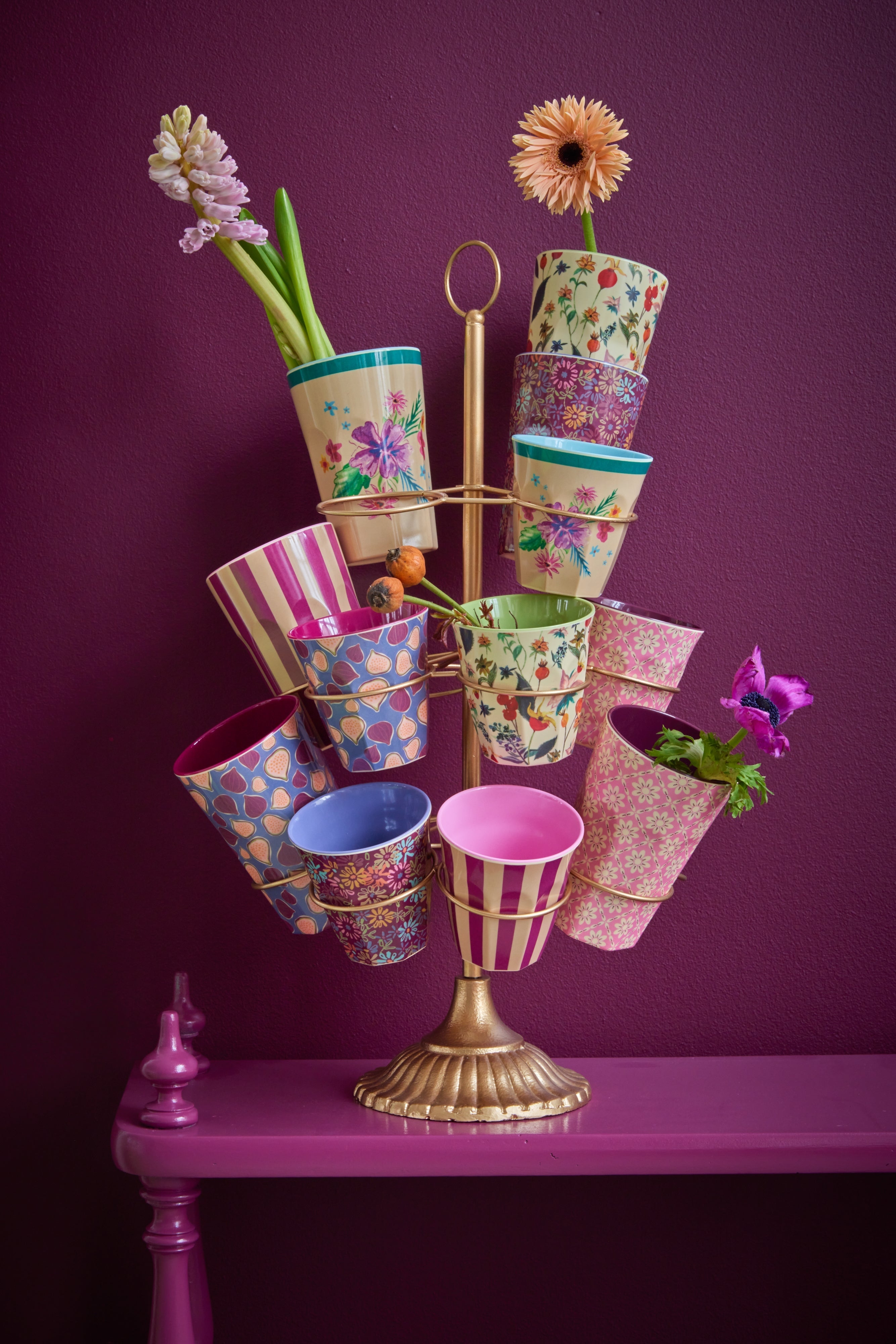 Rice-Tall Cup - Cream - Arda Bloom Print