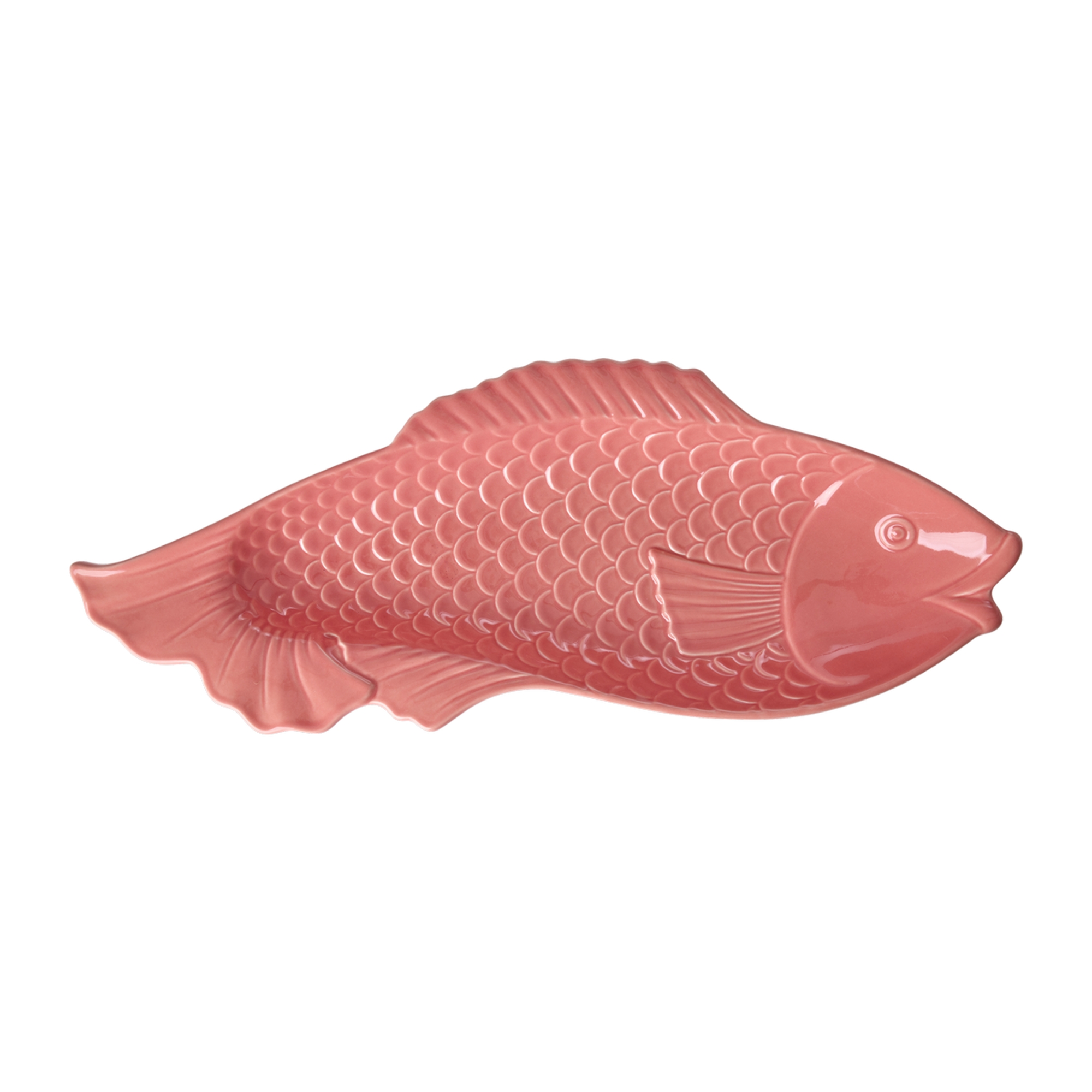 Rice- Large Fish Ceramic Serving Dish - Coral