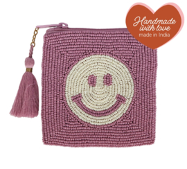 All The Luck In The World- Vierkante Portemonnee Smiley Roze