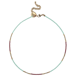 Happy Beads Necklace - Multicolor & Mint