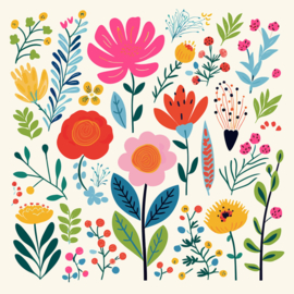 Forex tegeltje "Lovely Flowers"  (10 & 20 cm)