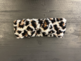 Wollen haarband volwassenen - Leopard