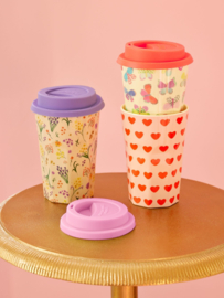 Rice -   Melamine Grote Beker - Zacht roze - Sweet Hearts Print