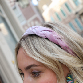 Velvet braided headband- Lilac