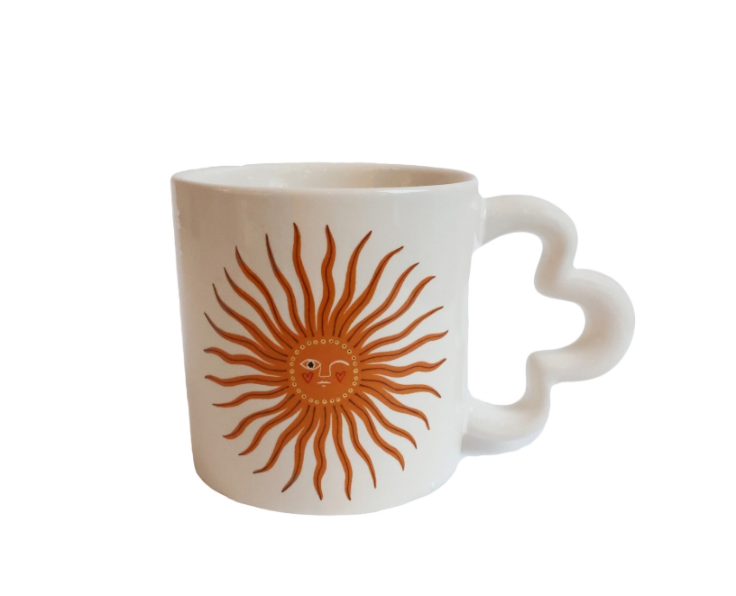 All The Luck In The World Gestreepte Mok Zonnetje Oranje