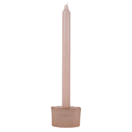Frosted ribbed flower candle holder - blush
