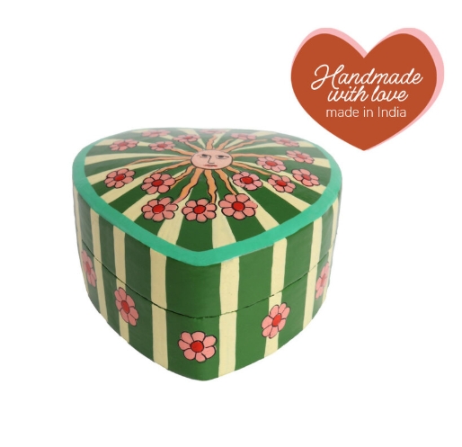 All  The Luck In The World Hartvormige Doosje Met Strepen en Bloemen