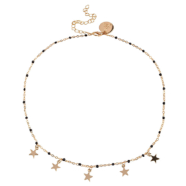 Twinkle Stars with Black Beads - Necklace