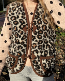 Wollen bodywarmer volwassenen - Leopard