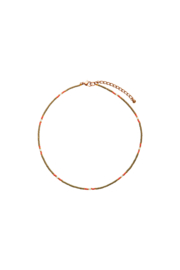 Happy Beads Necklace - KHAKI & coral