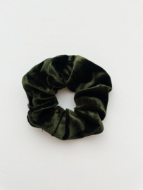 Fluffy "ribster" Velvet Scrunchie Dark Green