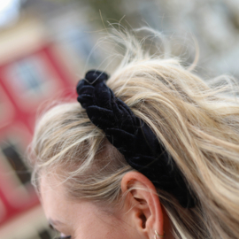 Velvet braided headband- Black