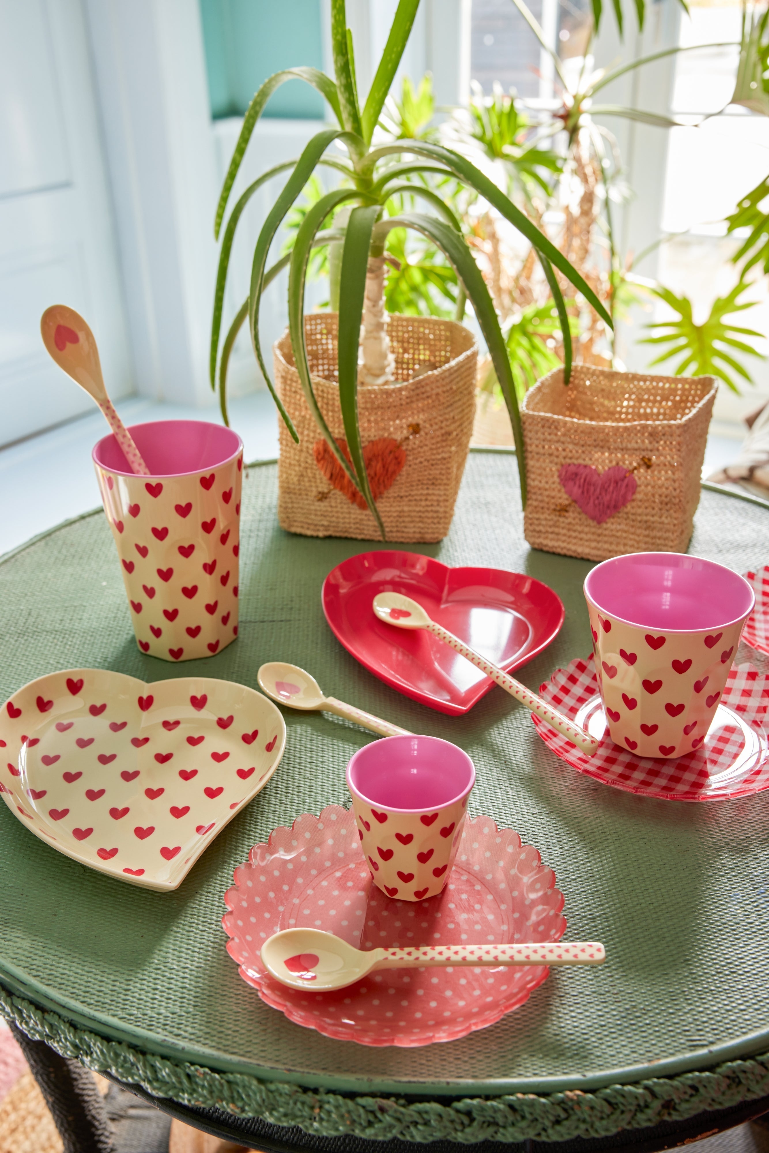 Rice-Medium Cup - Soft Pink - Sweet Hearts Print