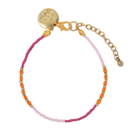 Happy Beads Bracelet - Orange & Pink