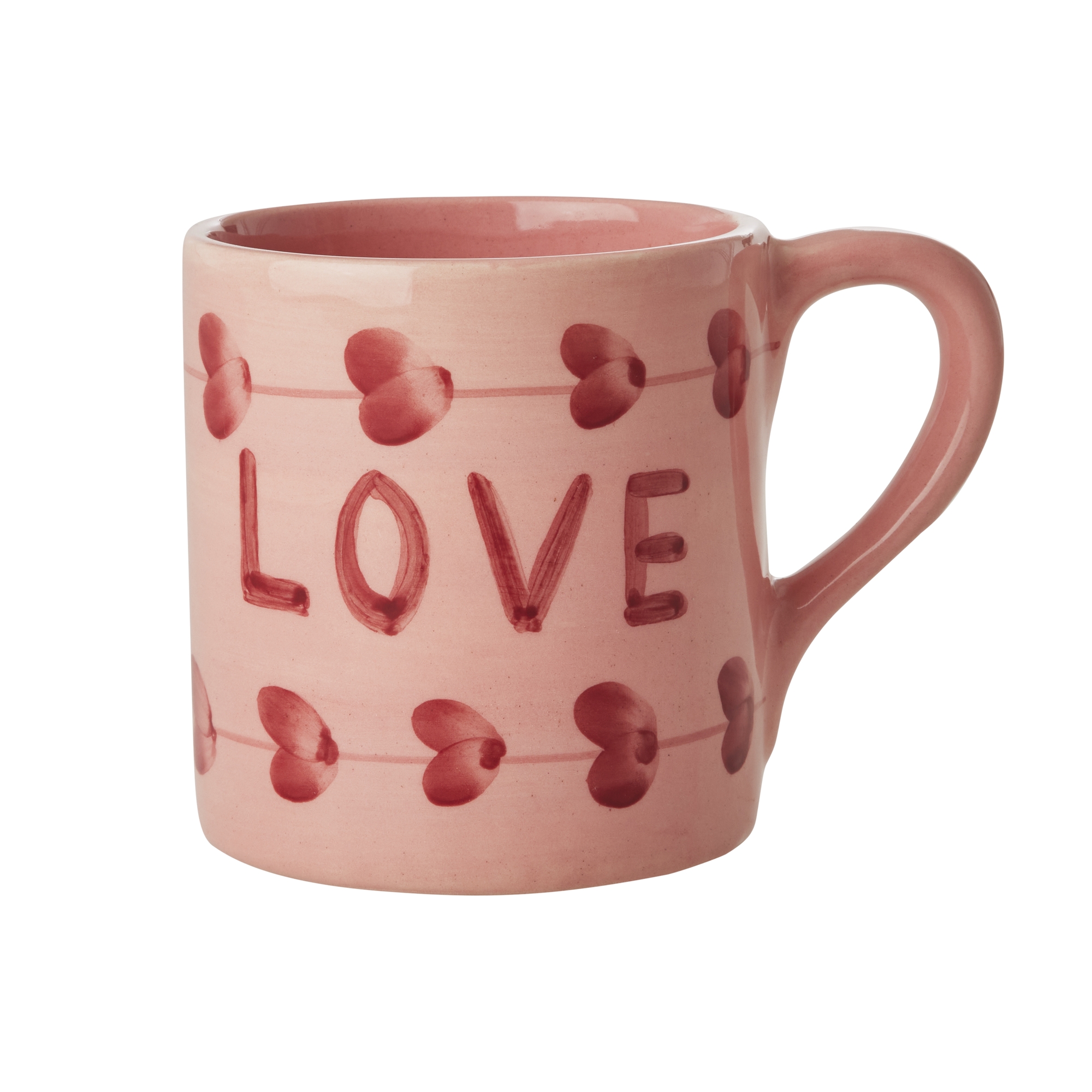 Rice- Ceramic Mug - Pink - Hand-painted LOVE