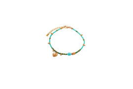 Big heart anklet - Turquoise & Gold