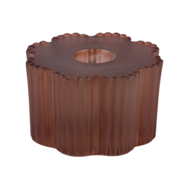 Frosted ribbed flower candle holder - terra