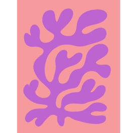 Interieurposter botanic roze/ lila (30x22cm)