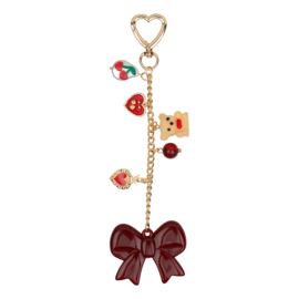 Burgundy Bow & Charms chain