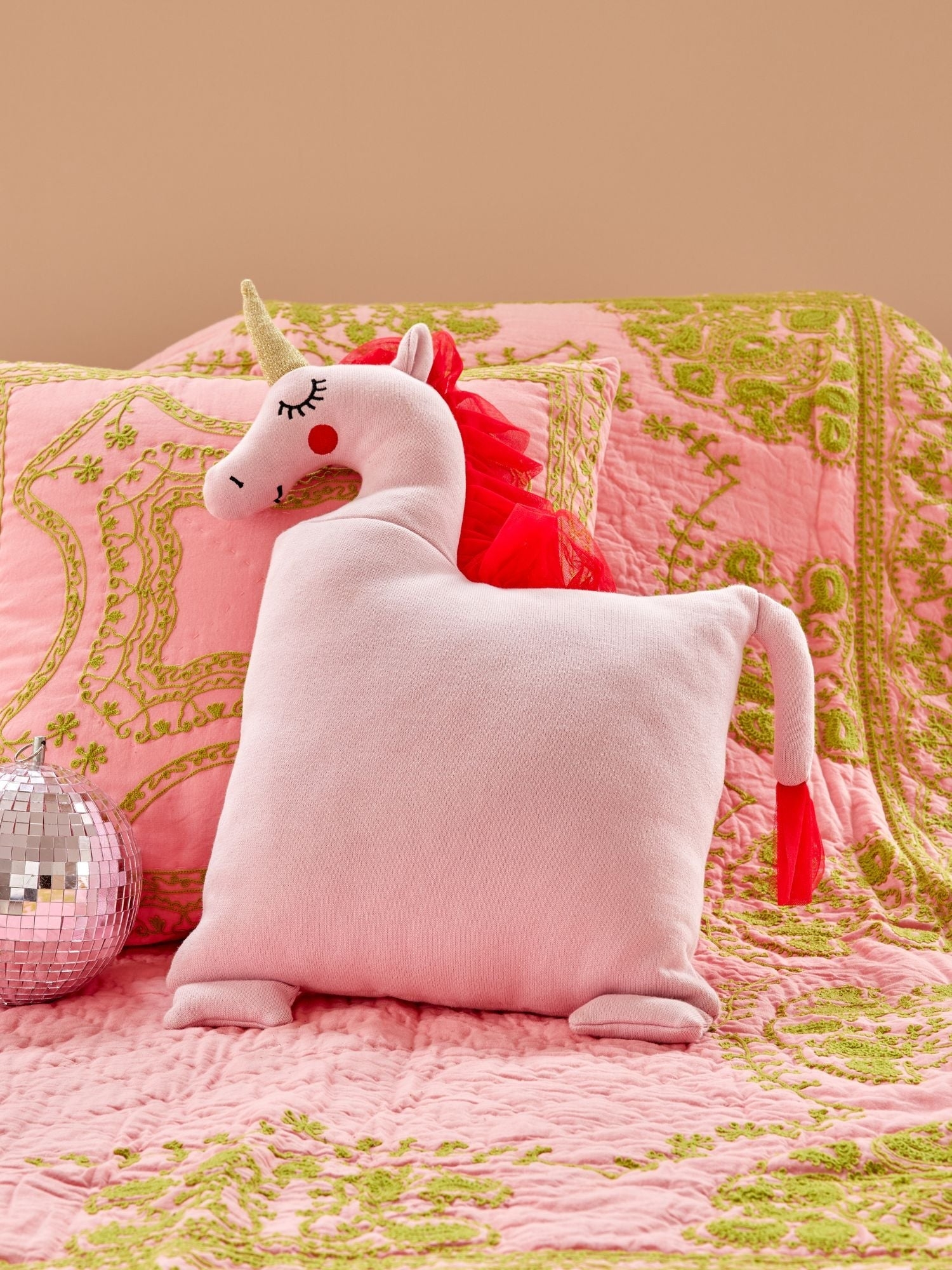Rice- Unicorn Cotton Cushion - Pink