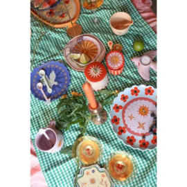 All The Luck in The World - Grote Ronde schaal blauw met klaprozen
