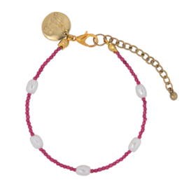 Happy Beads Bracelet - Pink & Pearls