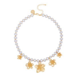 Daicy pearl & flowers Necklace
