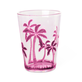 Rice - Kunststof Glas - Roze - Palm Tree Design