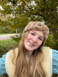 Wollen haarband volwassenen - Giraffe