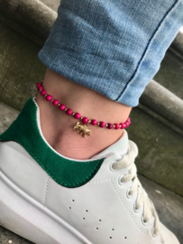 Beaded Leopard Anklet - Hot Pink