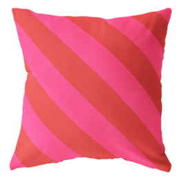 Buitenkussen diagonaal rood felroze (60x40cm)