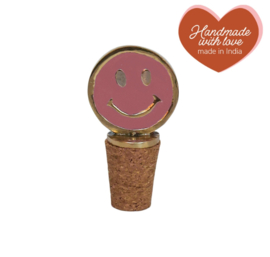 All The Luck In The World- Flessenstopper Messing Smiley Roze