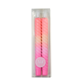 LED Swirl Candle - Pink/ Orange (set of 2)